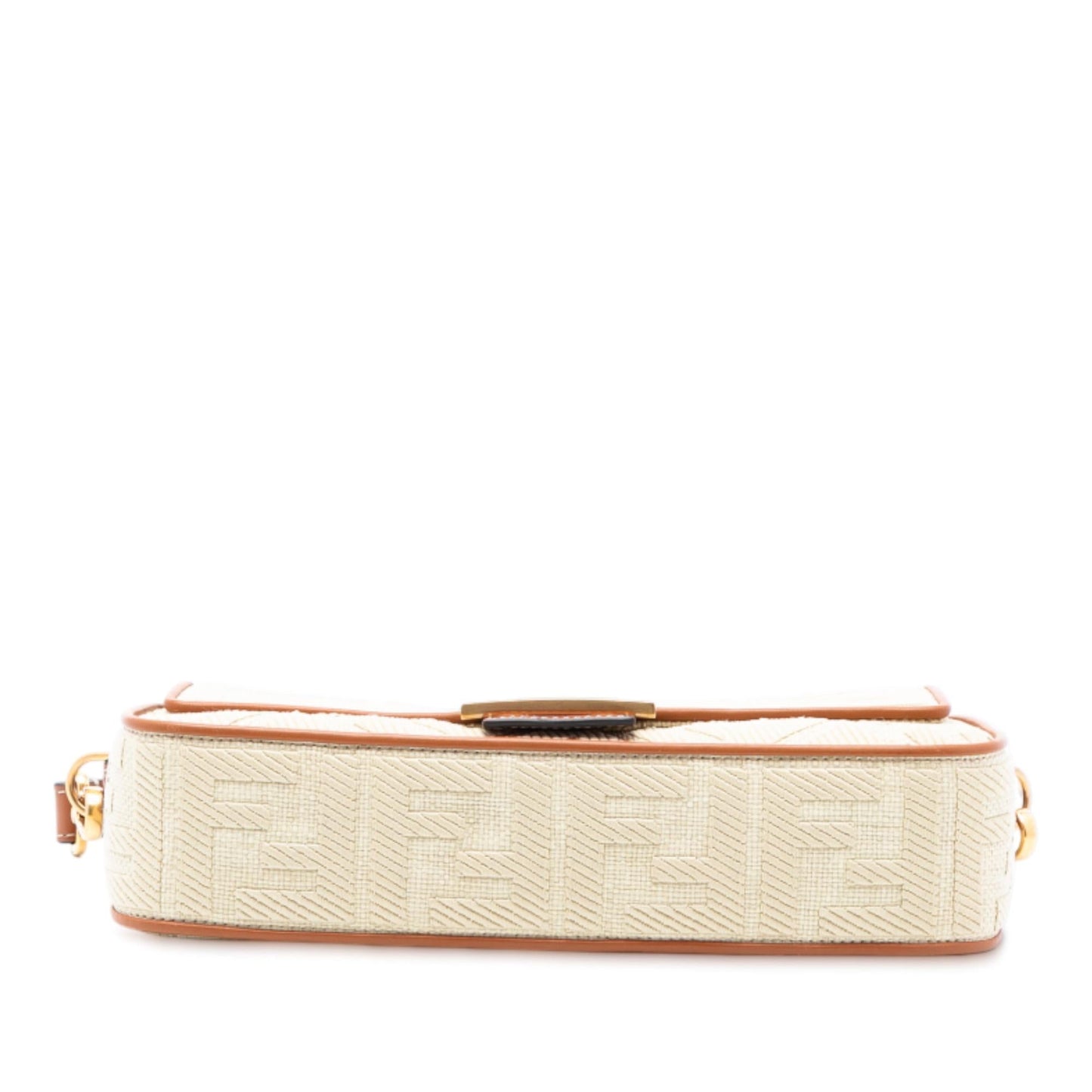 Fendi Zucca Baguette Satchel Raffia Embroidered Satchel Bag