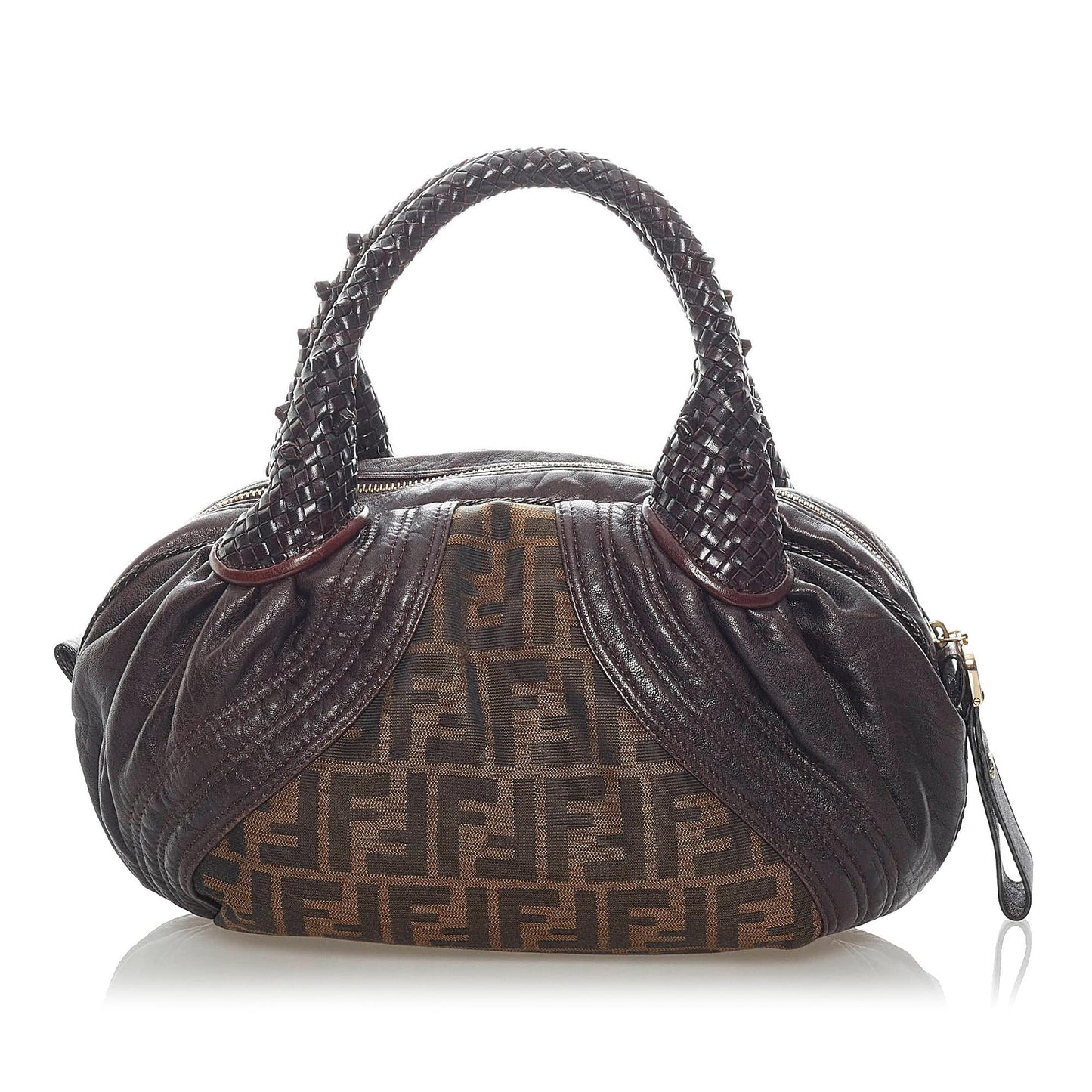 Fendi Zucca Spy Handbag Shg Canvas Satchel Bag