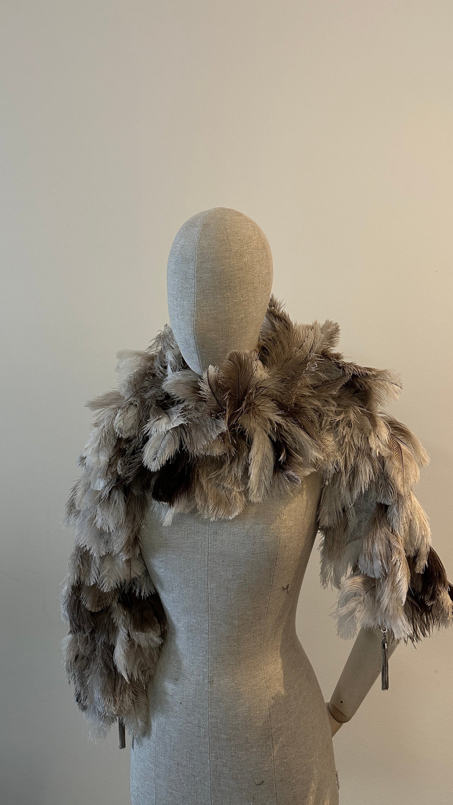 Dior Ostrich Feather Scarf Brown Beige