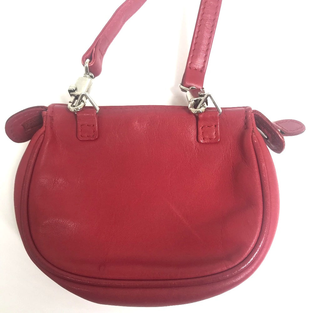 Dior Christian Shoulder Bag Cdmetal Pochette Women Leather Red