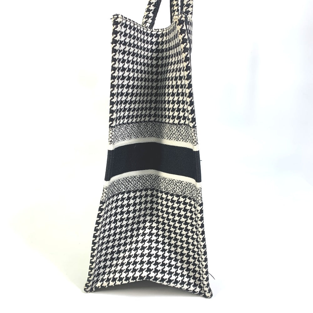 Dior Tote Bag Houndstooth Shoulder Bag Hound Tooth Canvas Black