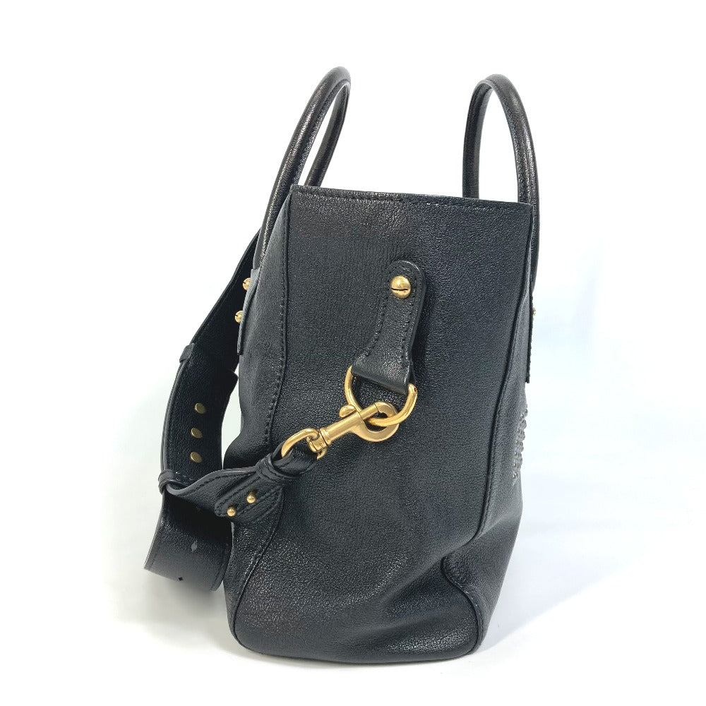 Dior Christian Tote Bag Shoulder Bag Shoulder Bag Leather Black