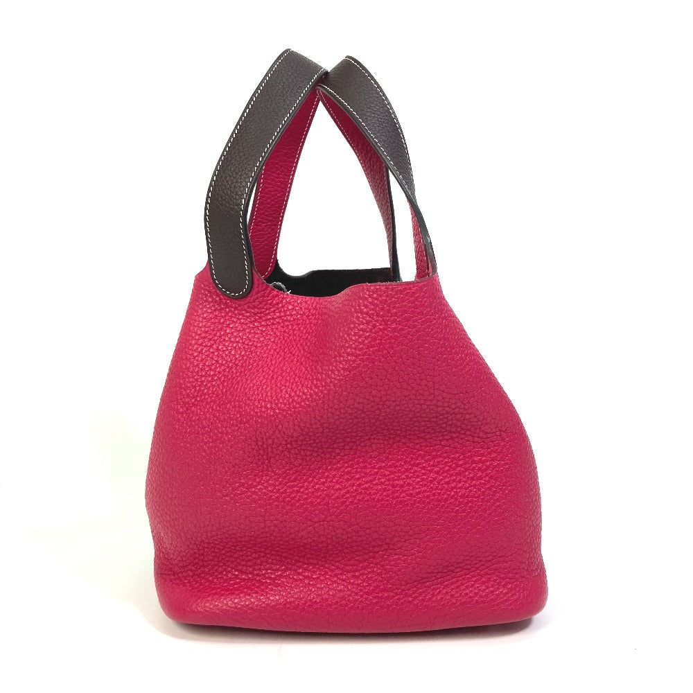Hermes Handbag Taurillon Clemence Picotin Lock Kazak Tote Bag Brown Red