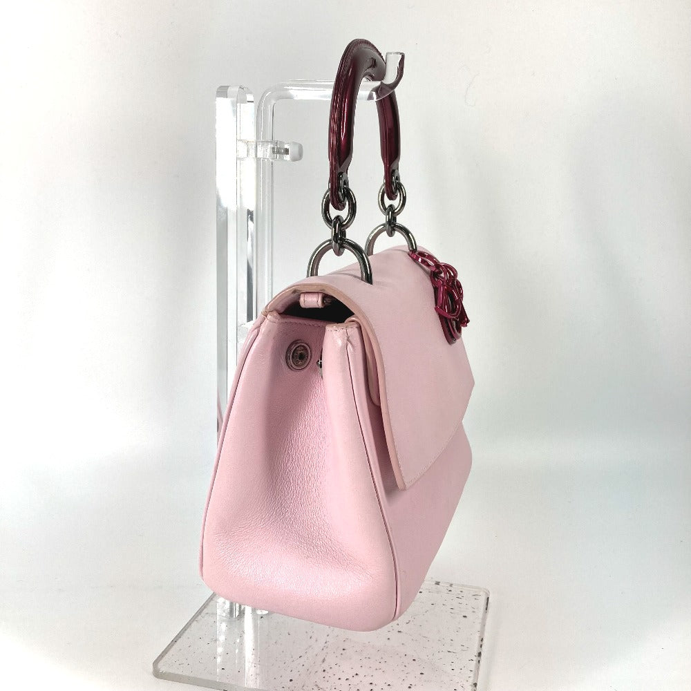 Dior Handbag Enamel Metallic Bea Women Leather Pink Travel Bag