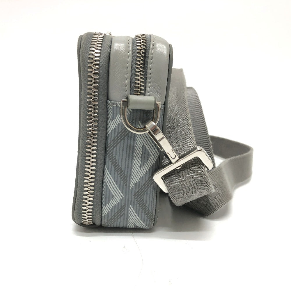 Dior Shoulder Bag Coated Gray Cd Diamond Pouch Leather Canvas