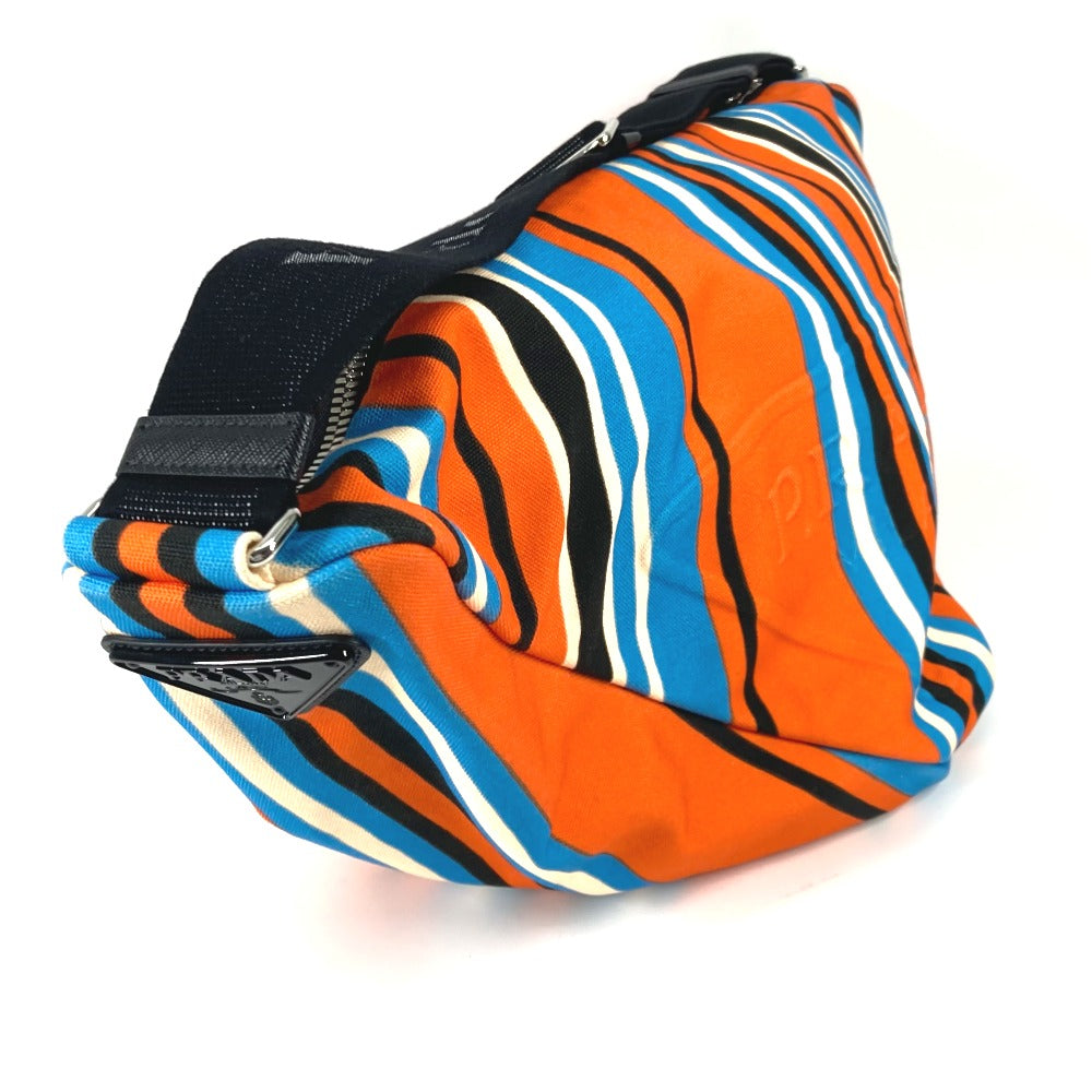 Shoulder Bag Orange Stripe Triangle Bayadere Mens Canvas