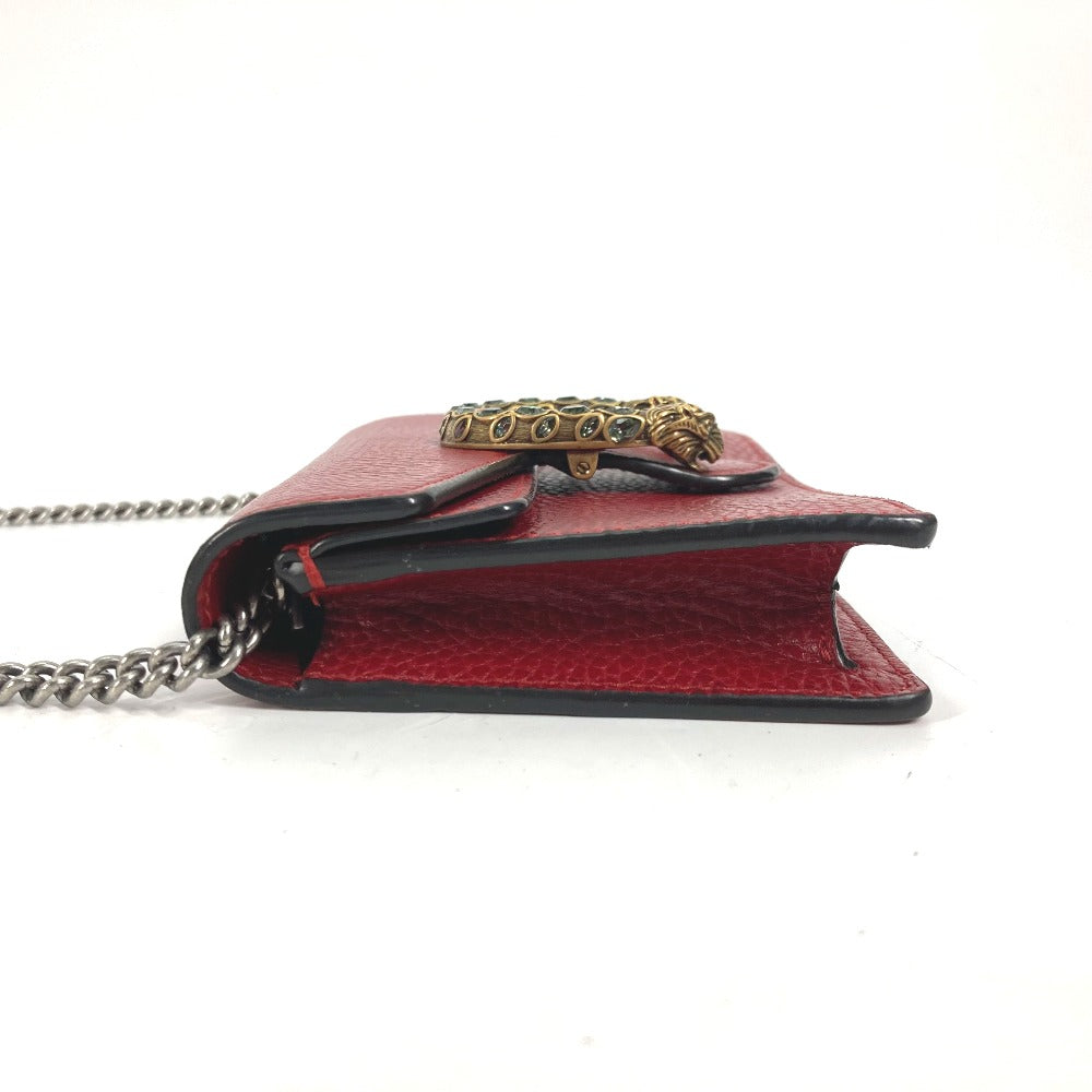 Gucci 2WAY Pouch Dionysus Rhinestone Leather Red Shoulder Bag