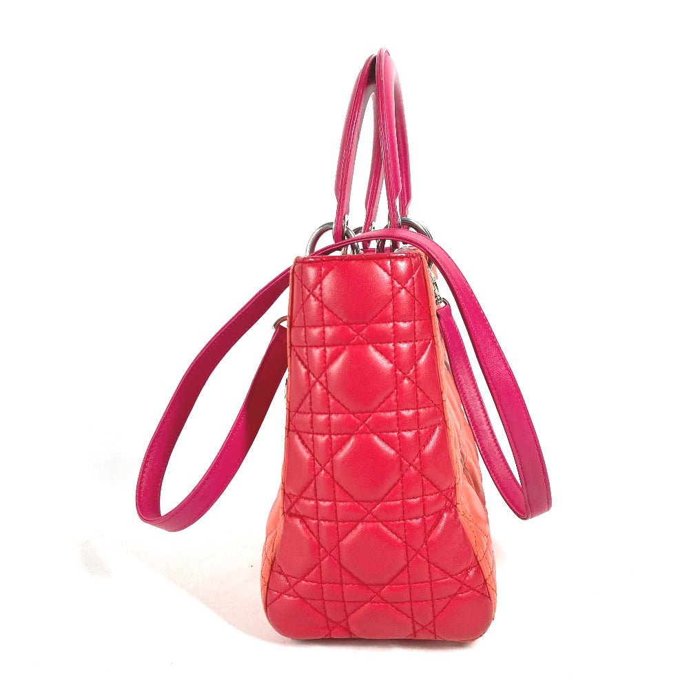 Dior Handbag Lambskin Tricolor Color Lady Women Pink Travel Bag