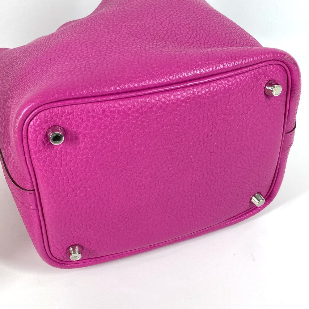 Hermes Handbag Taurillon Clemence Picotan Lock Pm Women Pink Travel Bag