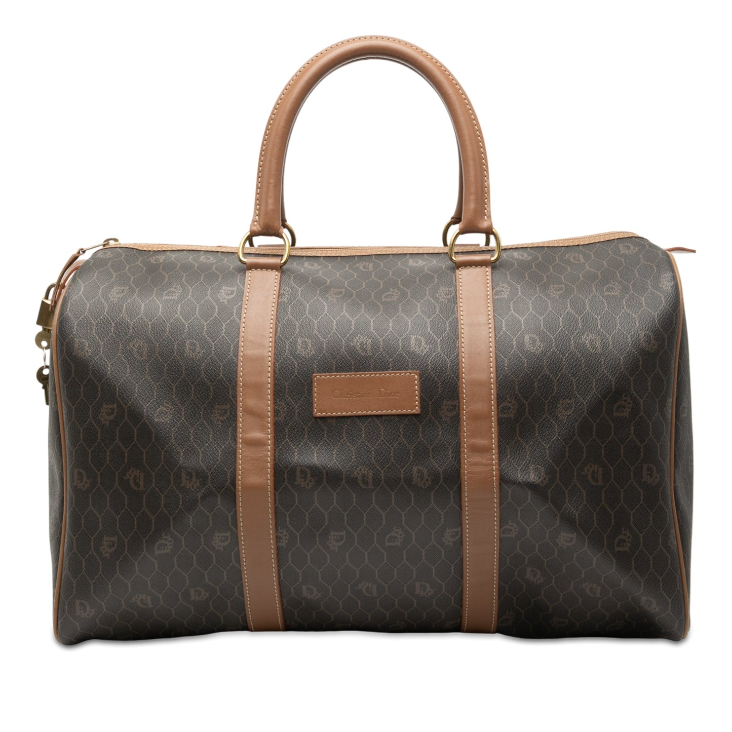 Dior Handbag Honeycomb Coated Travel Bag Canvas Black