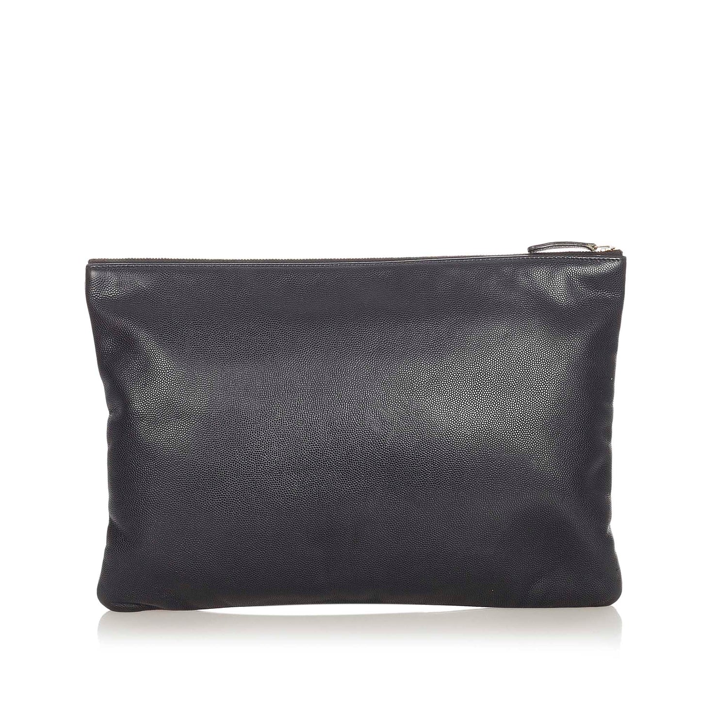 Chanel Deauville Clutch Bag Leather Black