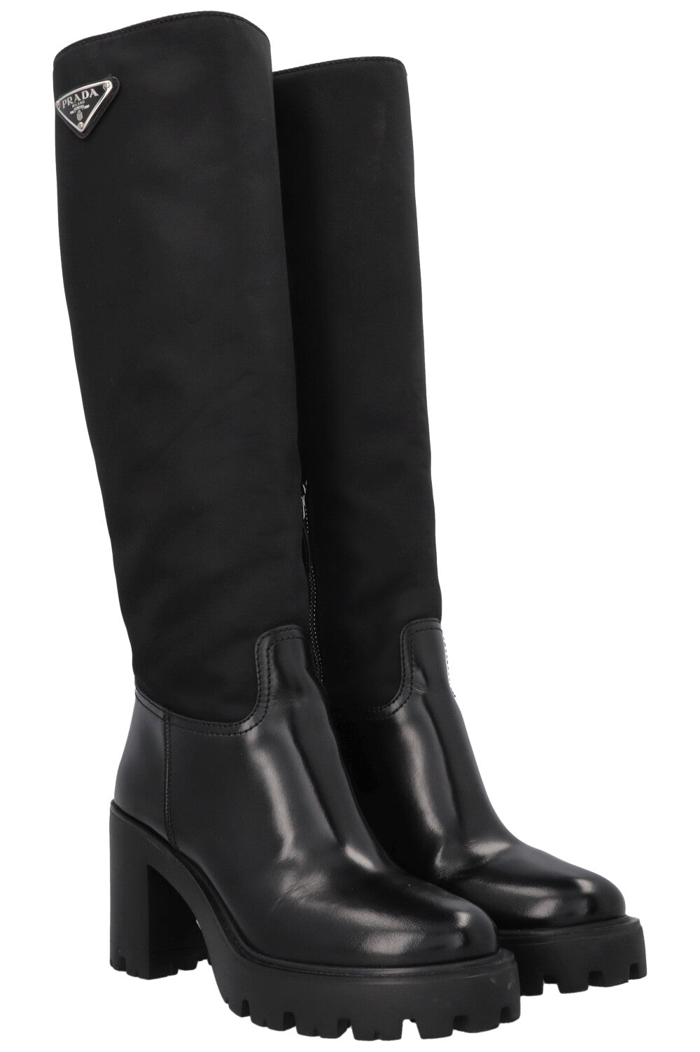 Prada Re- Knee High Boots Nylon Black Shoes