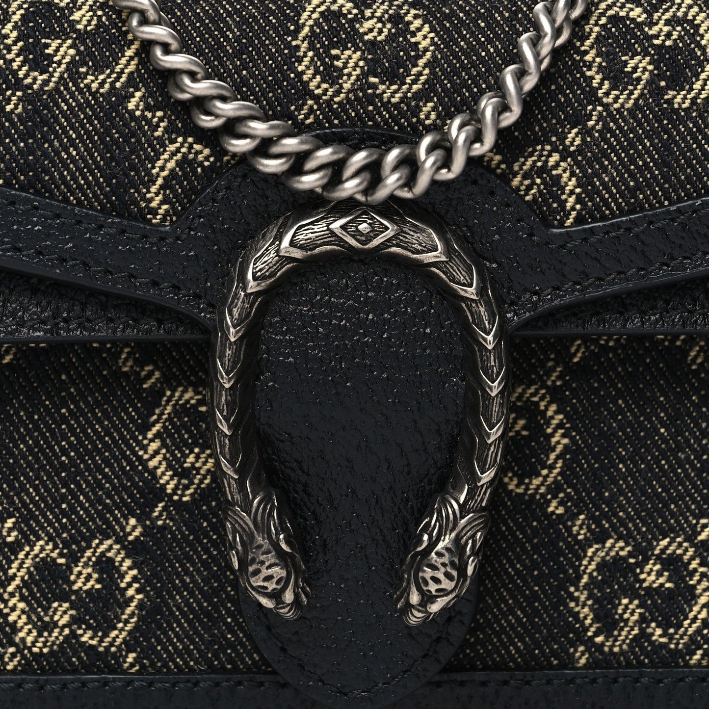 Gucci GG SUPER DIONYSUS Monogram Denim Black Mini Shoulder Bag
