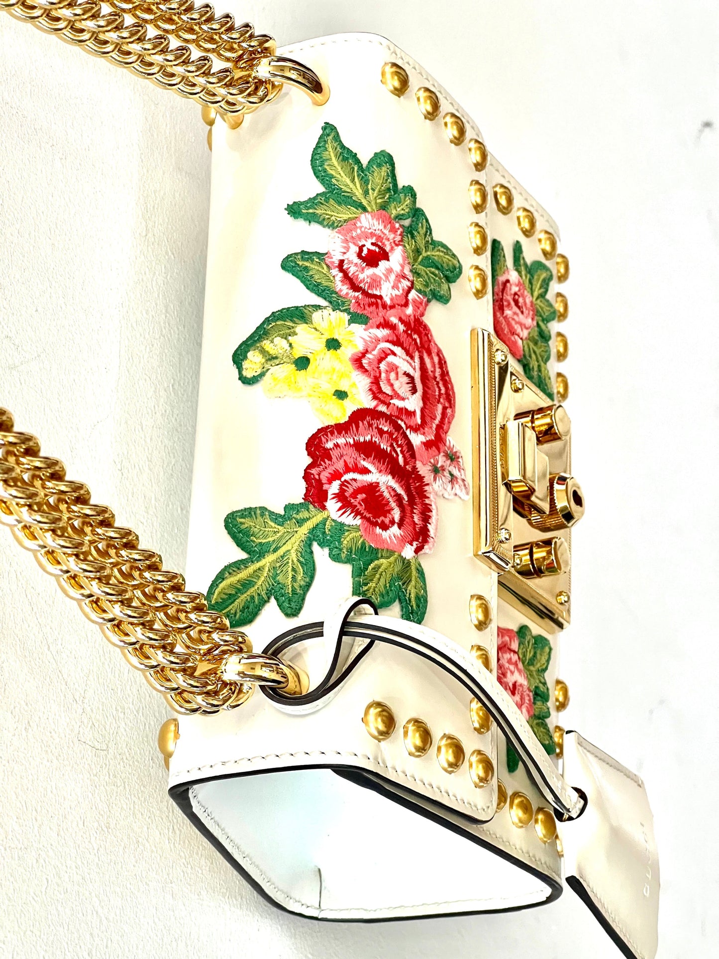 Gucci FLORAL PADLOCK Calfskin Small Shoulder Bag