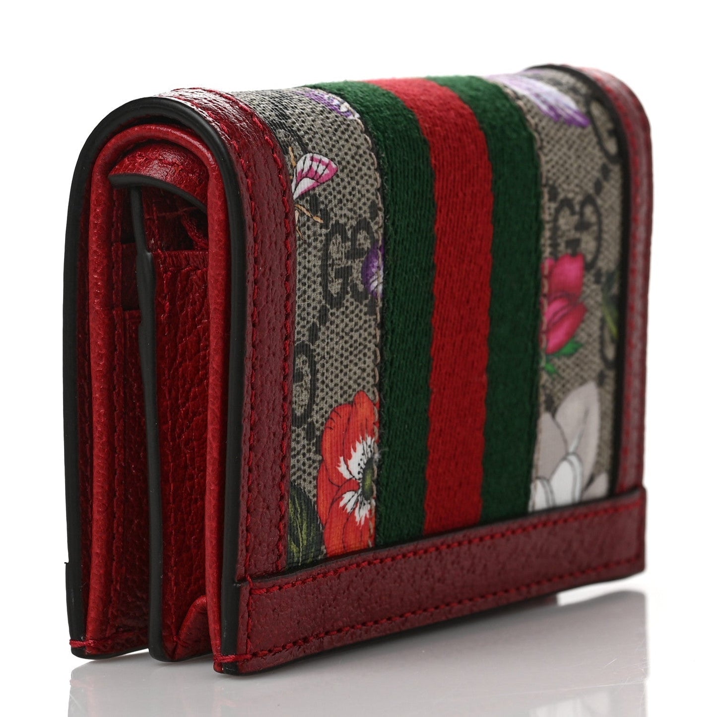 Gucci GG SUPREME FLORA WEB OPHIDIA Monogram Wallet Case