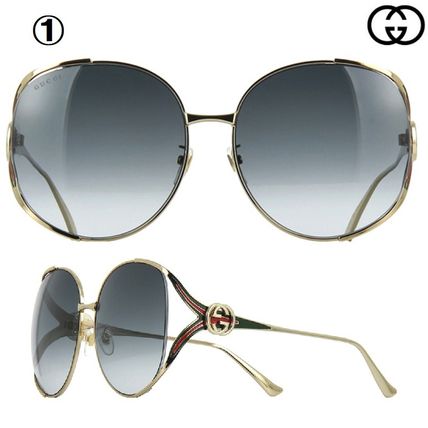 Gucci ROUND 63MM FRAME GRADIENT Gold Sunglasses