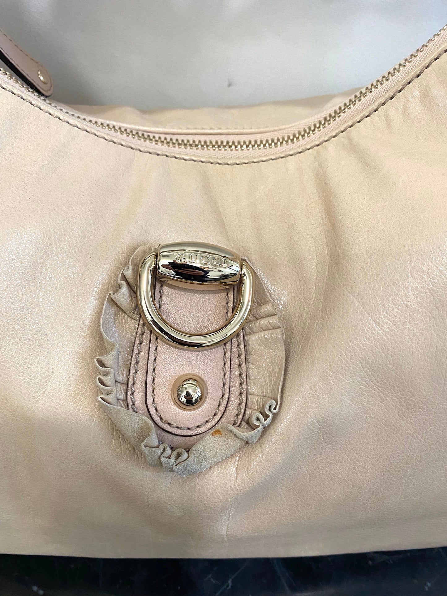 Gucci SABRINA RUFFLE Leather Shoulder Bag