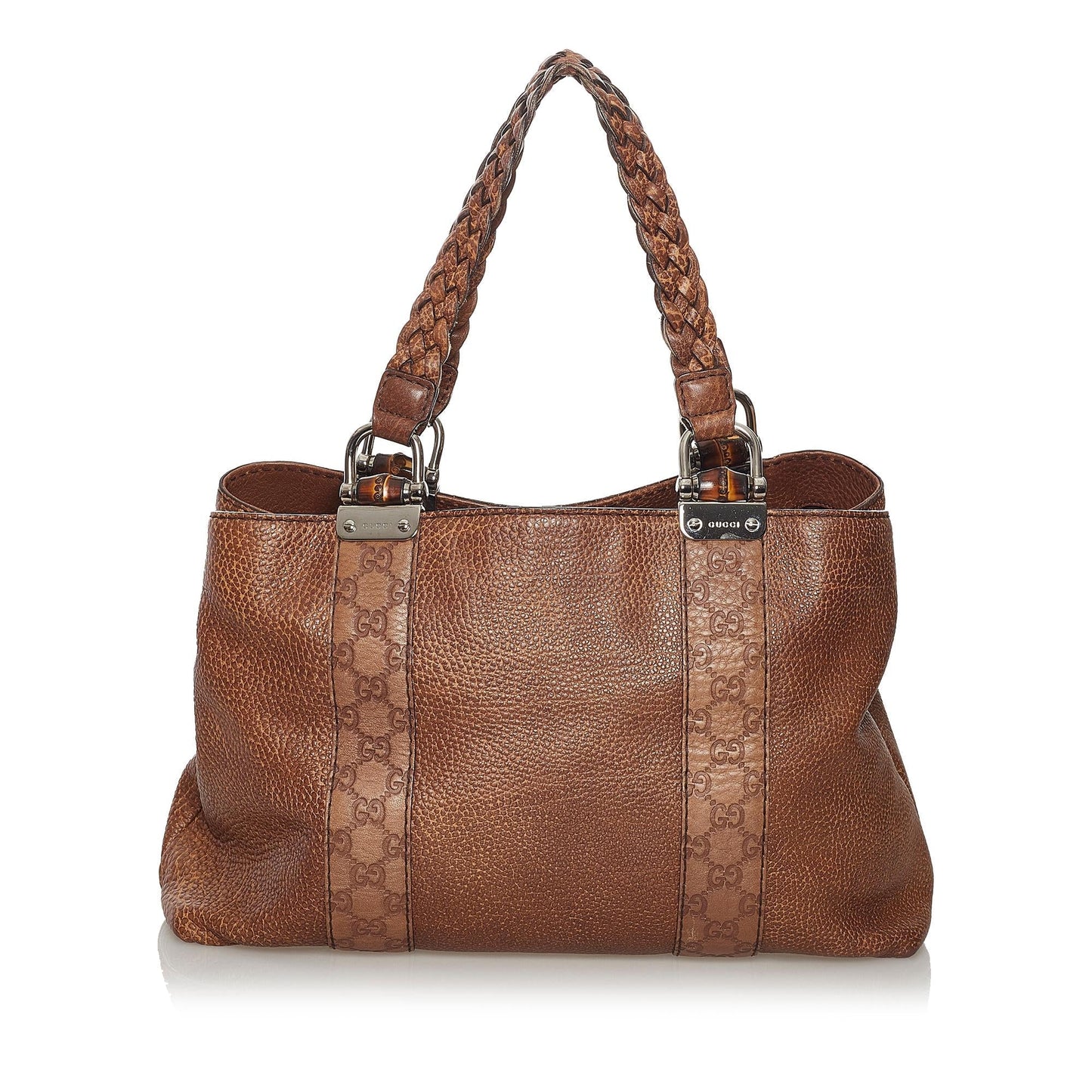 Gucci Bamboo Bar SHG Leather Calf Brown Tote Bag