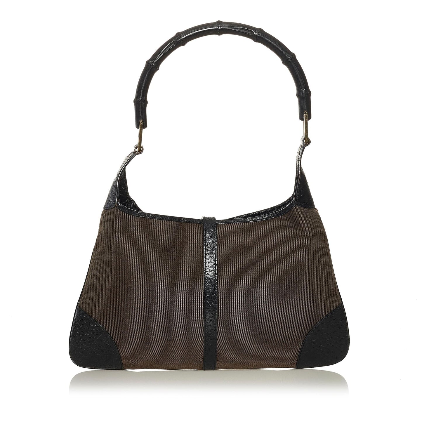 Gucci Bamboo Jackie SHG Canvas Black Brown Shoulder Bag