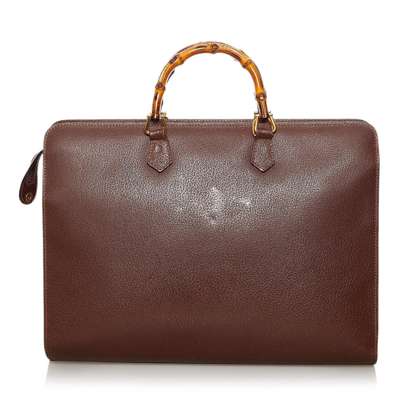 Gucci Bamboo Briefcase SHG Leather Calf Brown Tote Bag