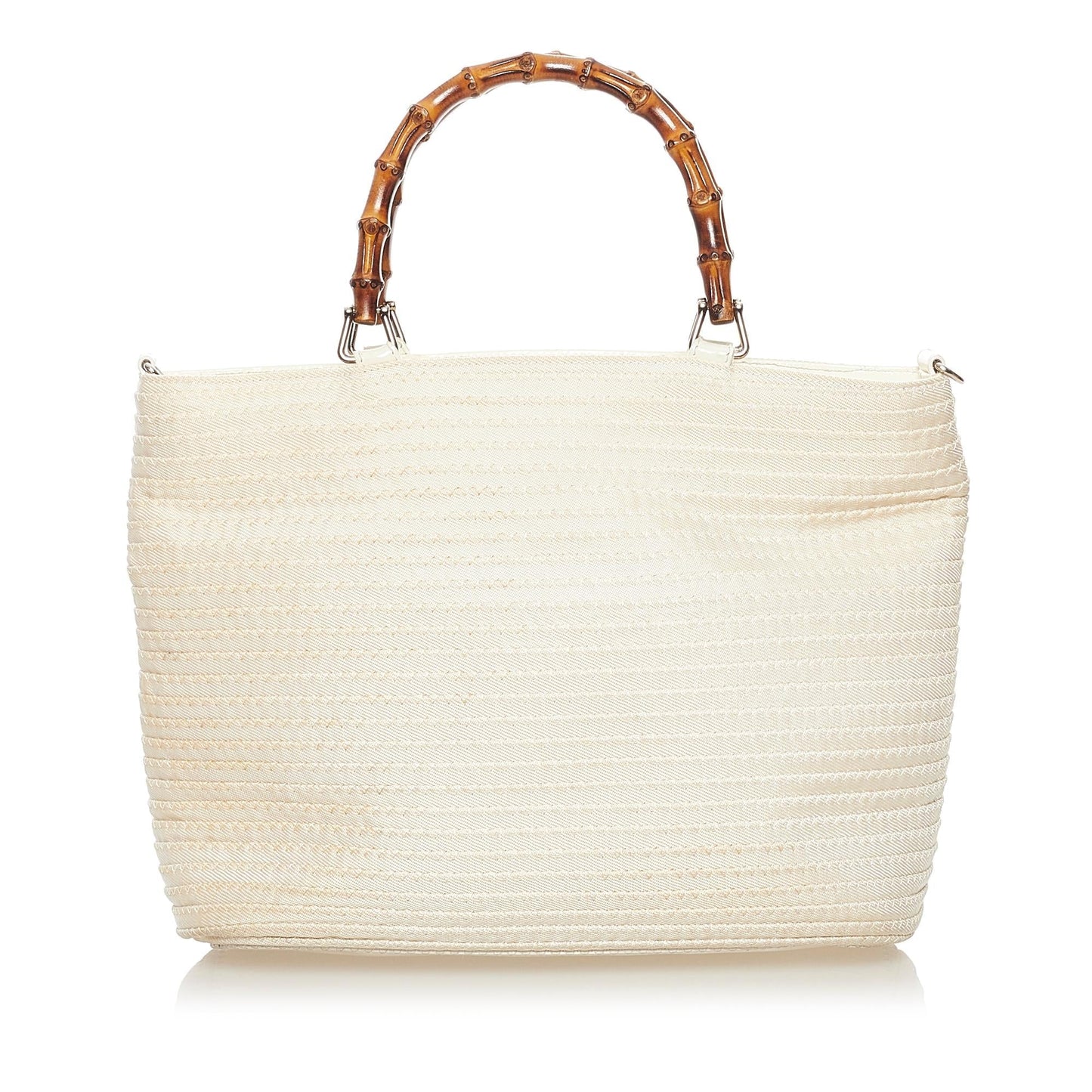 Gucci Bamboo SHG Nylon White Brown Tote Bag
