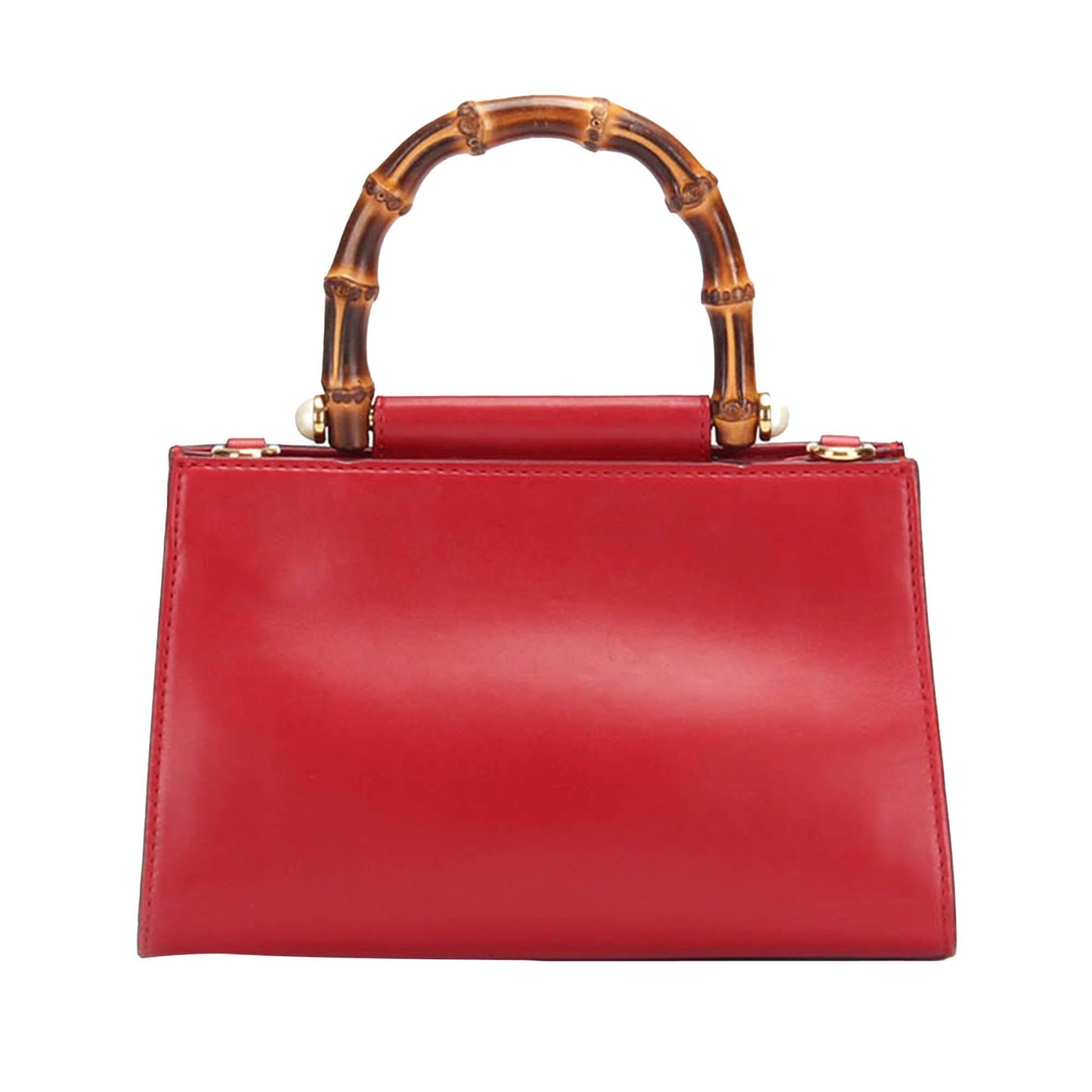 Gucci Bamboo Nymphaea SHG-bEqEts Leather Calf Red Satchel Bag