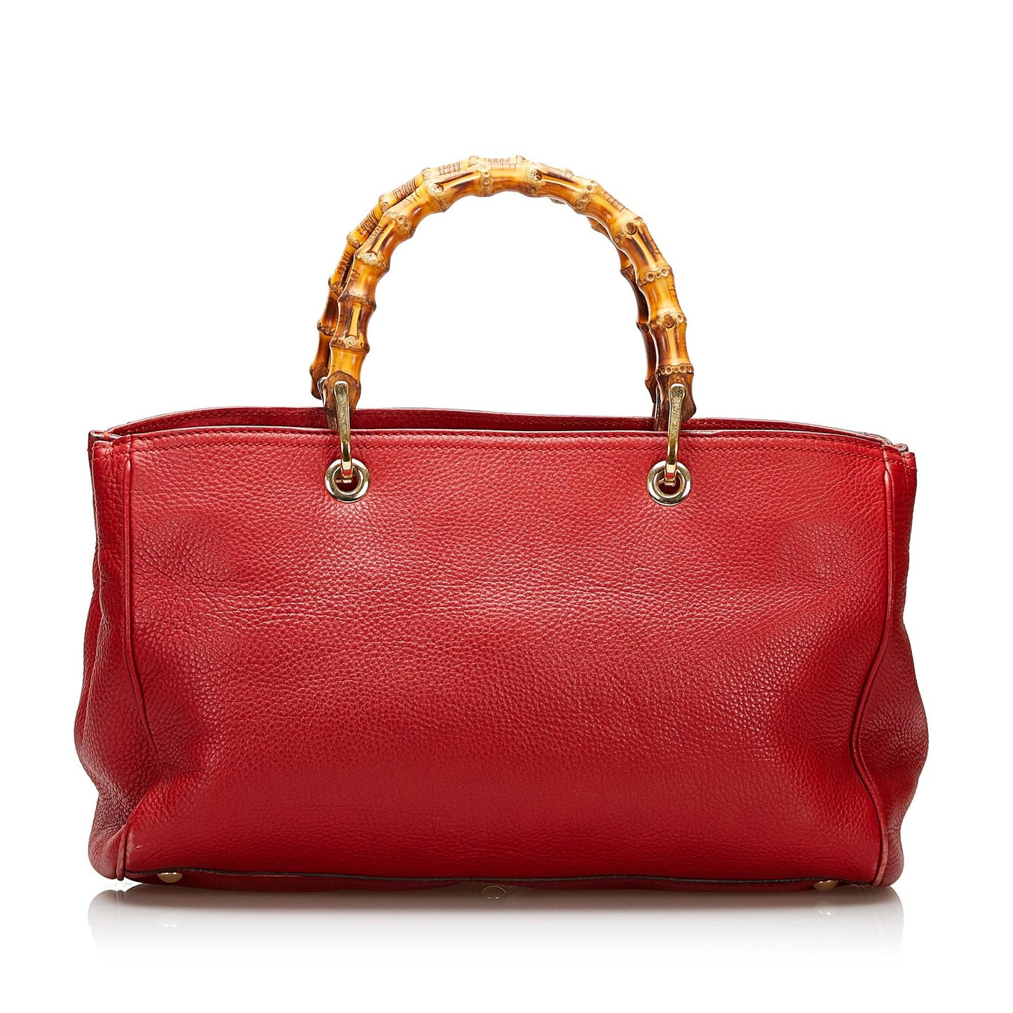 Gucci Bamboo Shopper SHG Leather Calf Red Satchel Bag