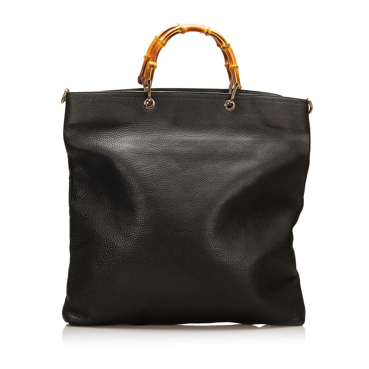 Gucci Bamboo Shopper SHG Leather Calf Black Satchel Bag Satchel Shg