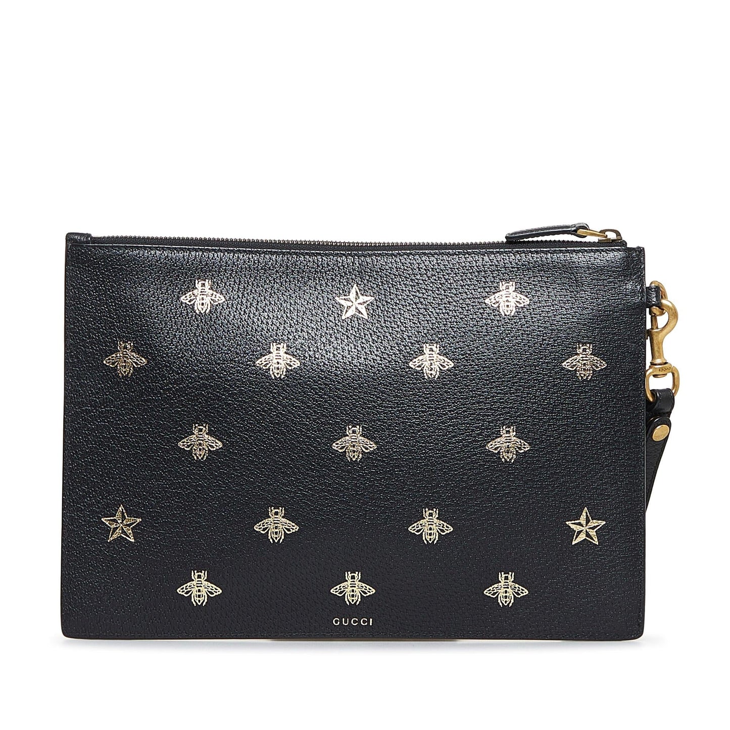 Gucci Bee Star SHG-nCln2z Calf Black Clutch Bag