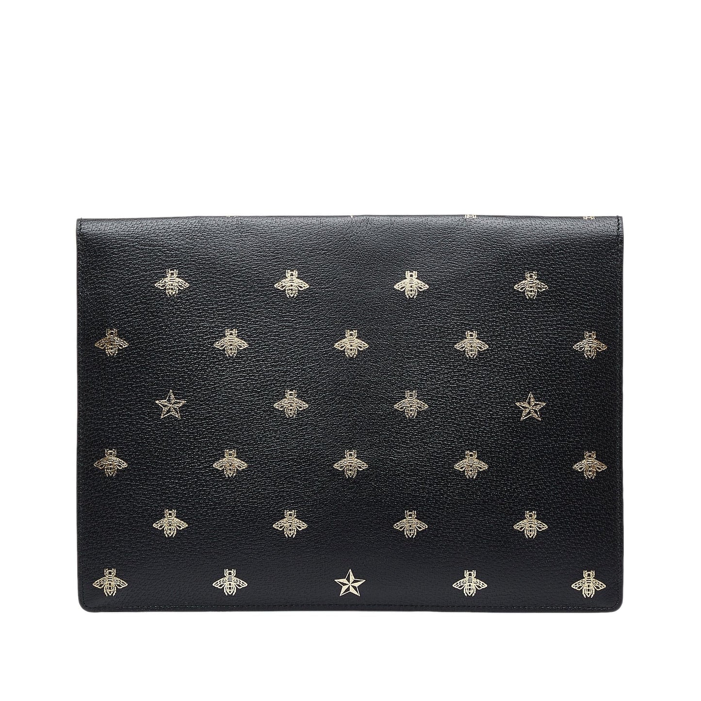 Gucci Bee Star Envelope Portfolio SHG-QDLUYm Calf Black Clutch Bag