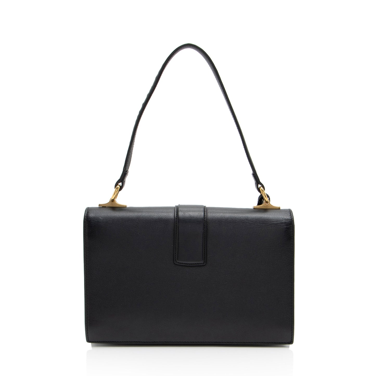 Gucci Cat Lock Calfskin Black Medium Top Handle Satchel Bag