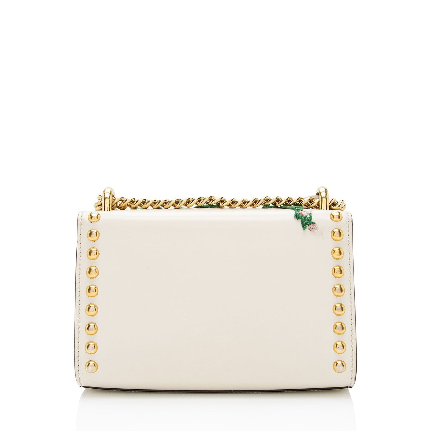 Gucci Floral Studded Padlock SHF-XfBq3s Calfskin White Small Crossbody Bag