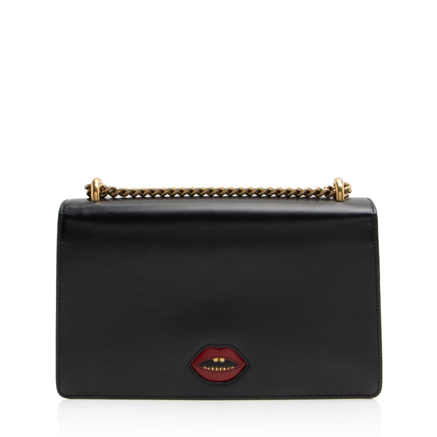 Gucci Malaga Kid Heart GG Marmont Calfskin Black Red Small Shoulder Bag