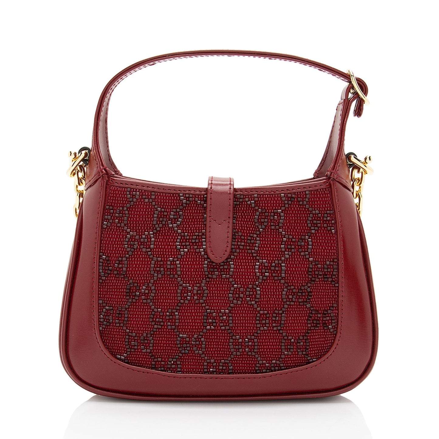 Gucci Crystal GG Jackie SHF-qrannc Leather Red Mini Shoulder Bag