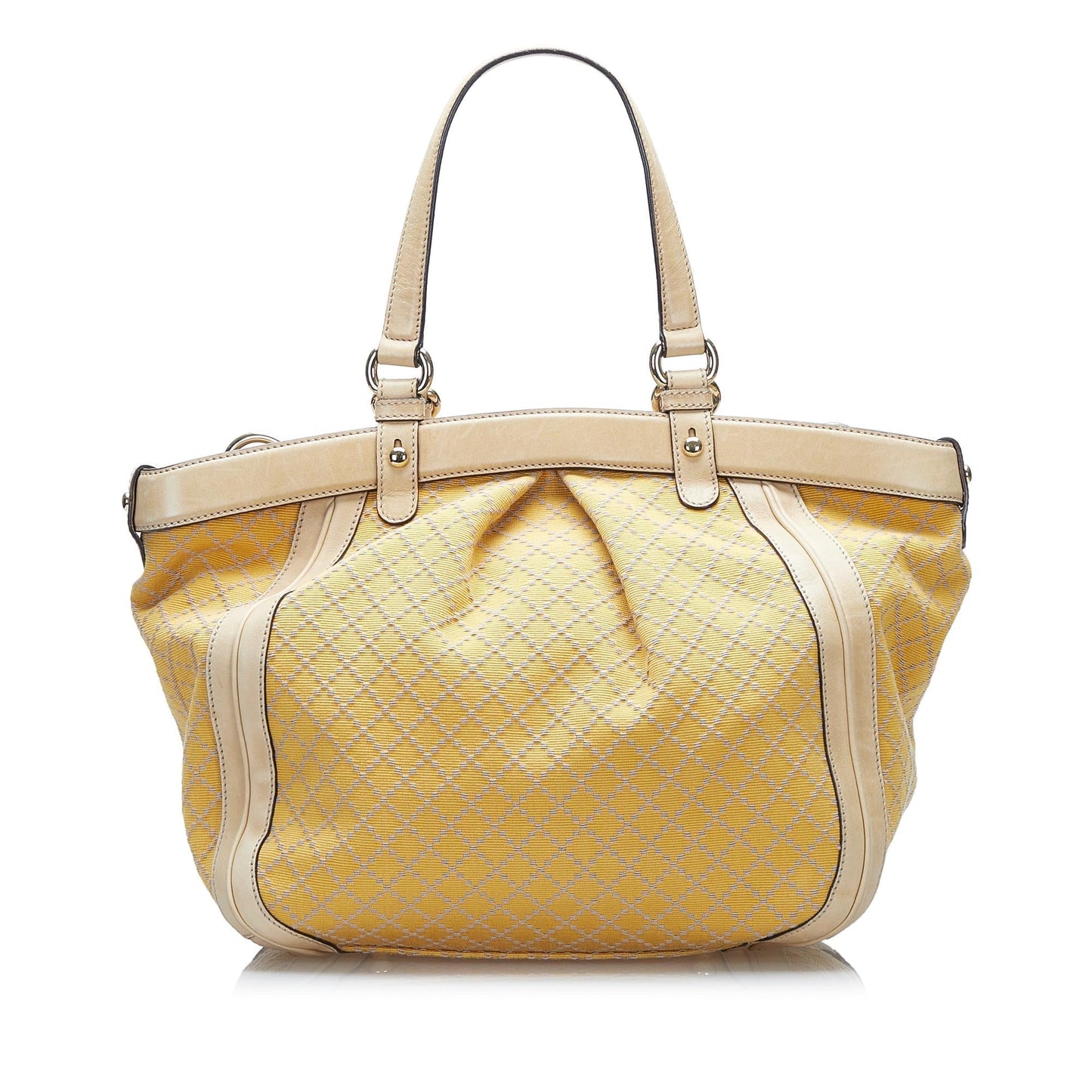 Gucci Diamante Bamboo SHG Canvas Brown Satchel Bag