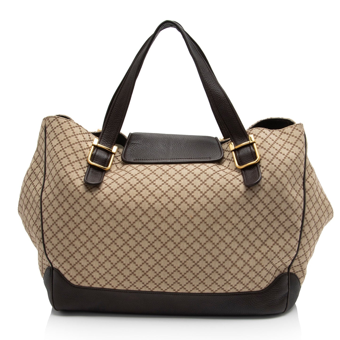 Gucci Diamante SHF-AvQrxb Leather Canvas Brown Beige Tote Bag
