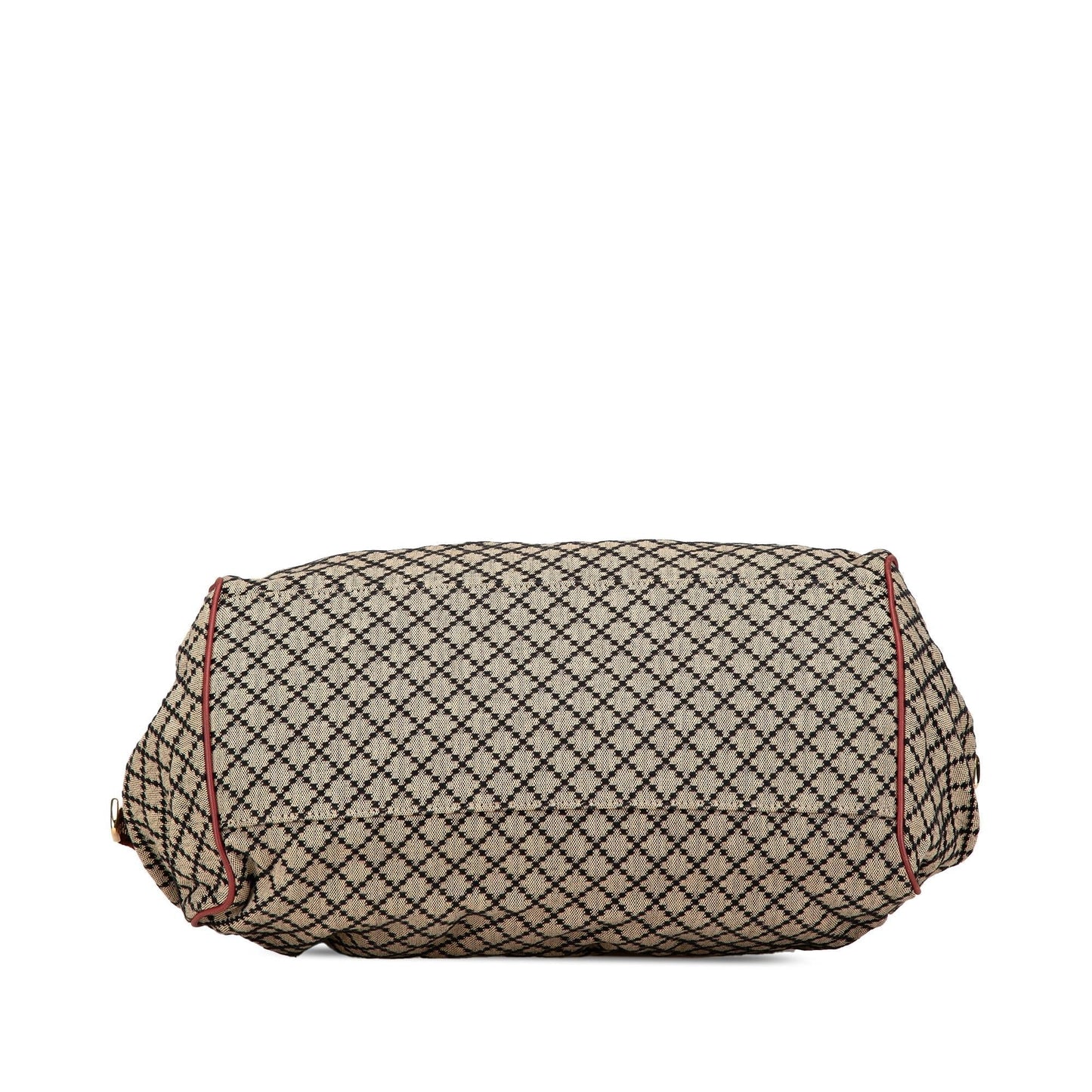 Gucci Diamante Sukey Canvas Calf Brown Red Satchel Bag