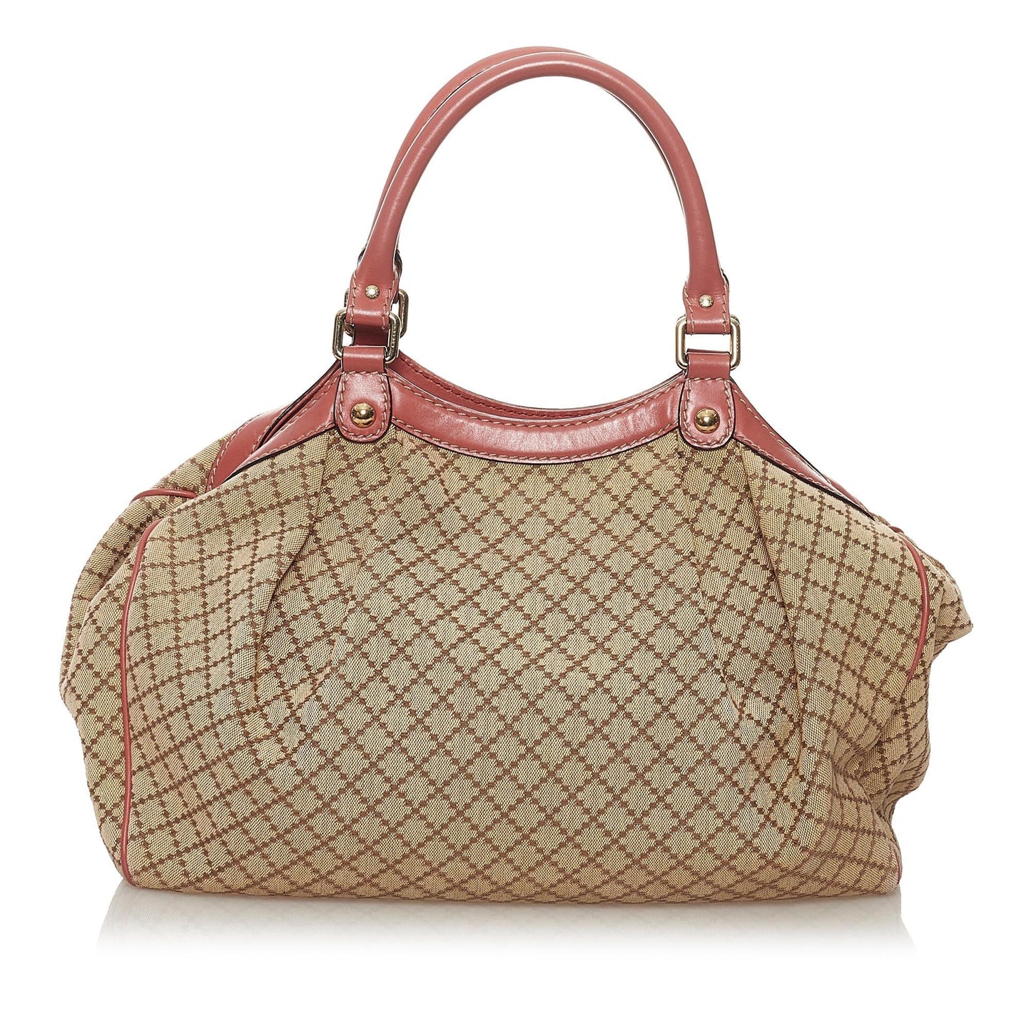 Gucci Diamante Sukey SHG Canvas Brown Pink Tote Bag