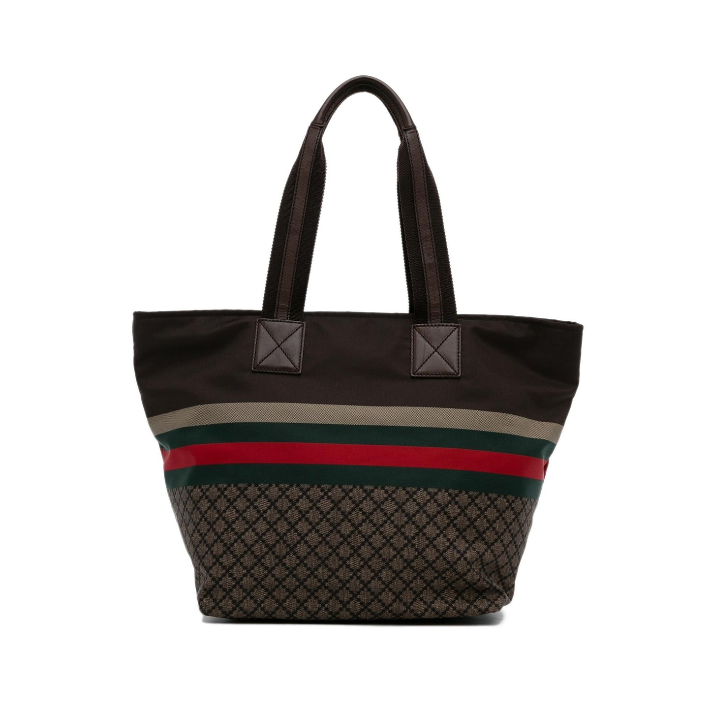 Gucci Diamante Web SHG-as3KWK Canvas Nylon Brown Tote Bag