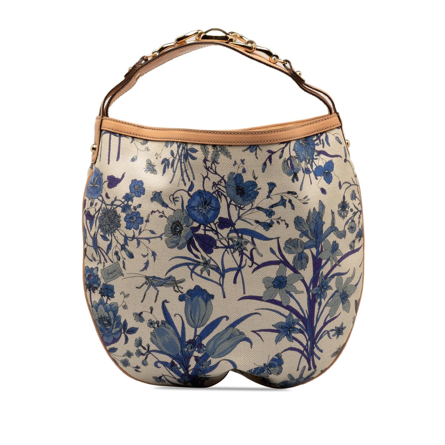 Gucci Flora Wave SHG Canvas Calf White Blue Shoulder Bag