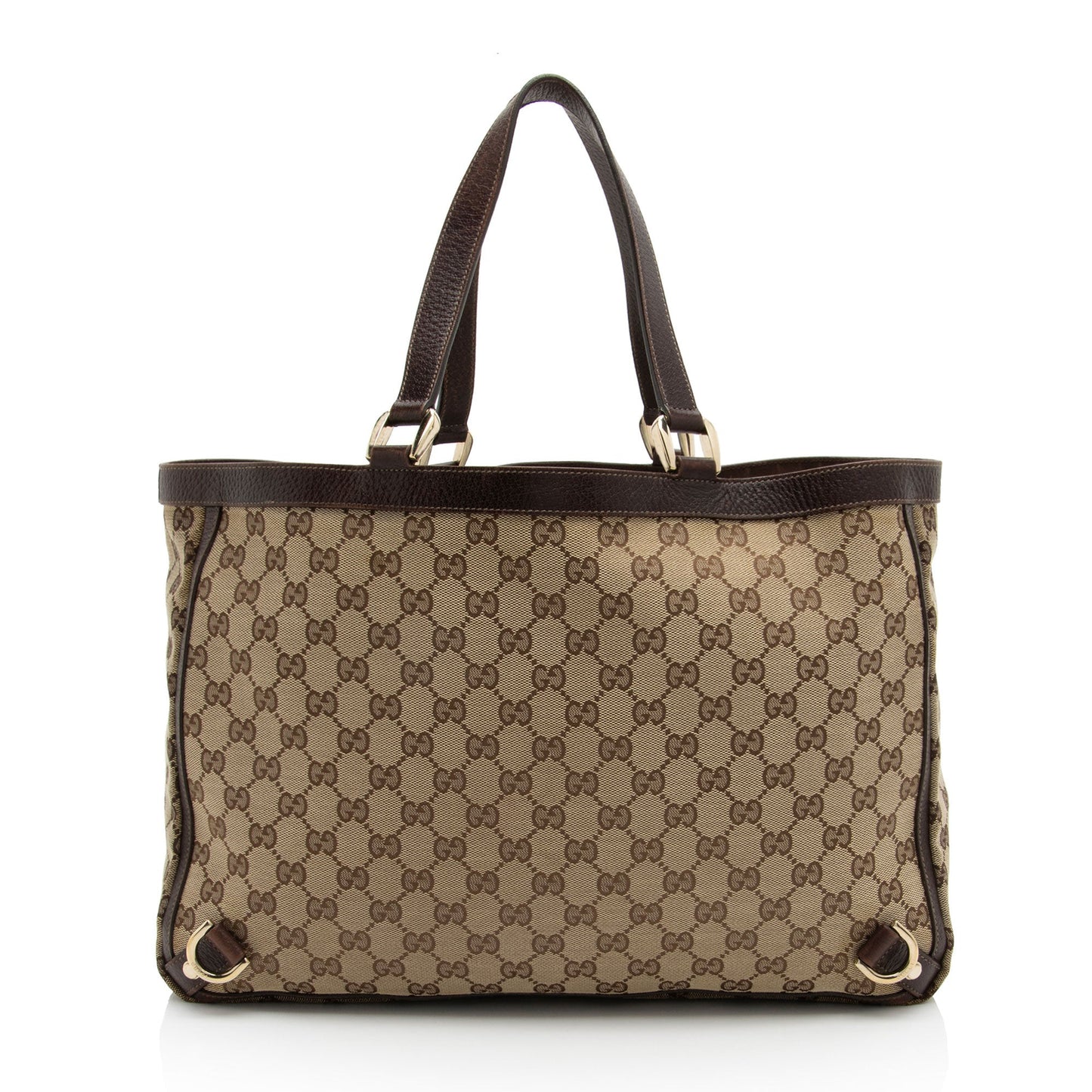 Gucci GG Abbey SHF-4sZKed Leather Canvas Brown Beige Tote Bag