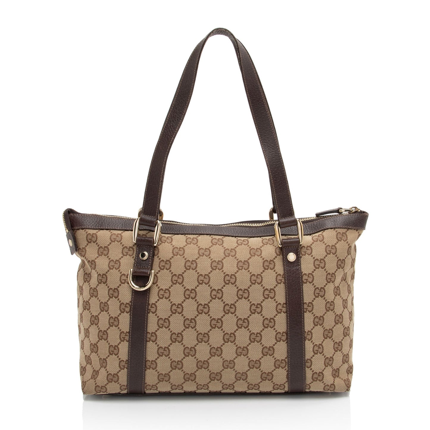 Gucci GG Abbey SHF-3Yofcp Leather Canvas Brown Medium Tote Bag