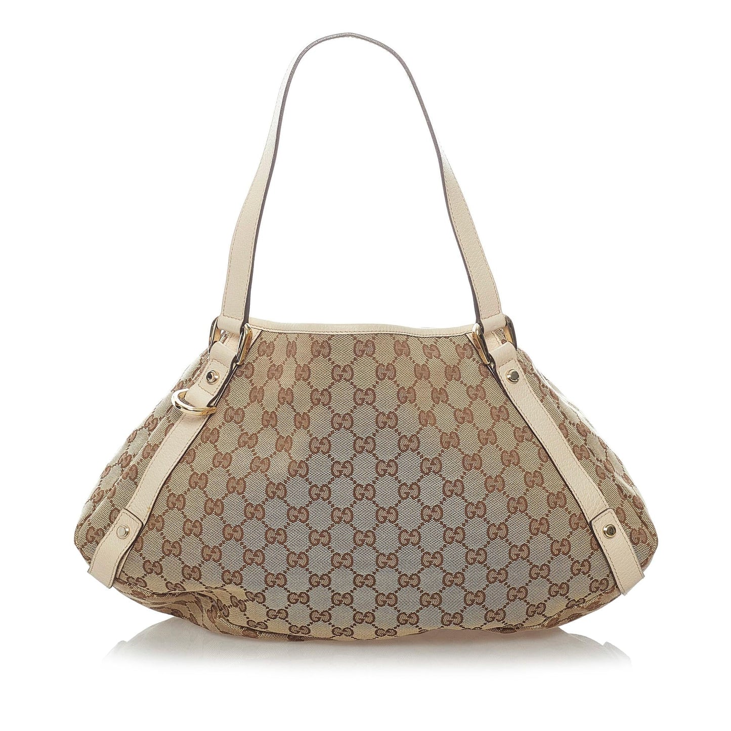 Gucci GG Abbey SHG Canvas Calf White Brown Shoulder Bag Bag Shg