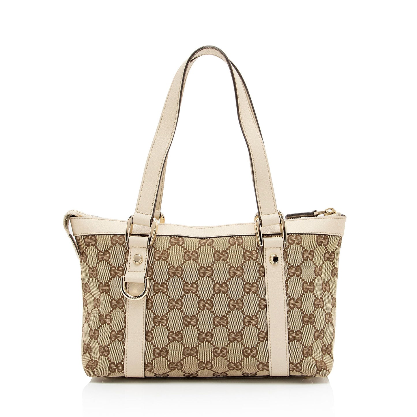 Gucci GG Abbey SHF-igNoy2 Leather Canvas White Beige Tote Bag