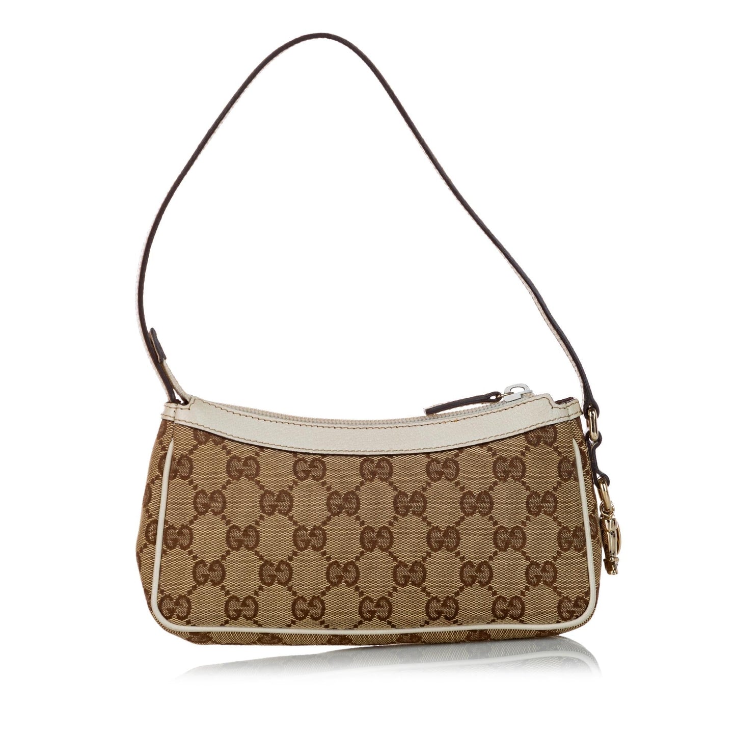 Gucci GG Baguette SHG Canvas White Brown Handbag