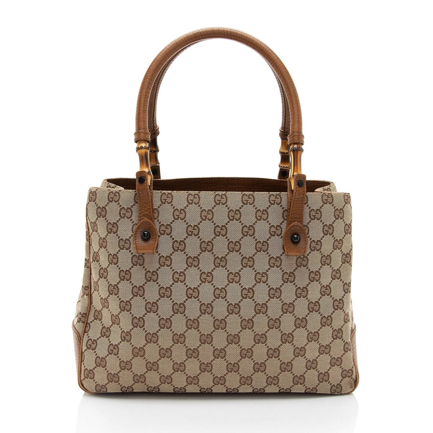 Gucci GG Bamboo SHF-a2g5Be Leather Canvas Brown Beige Tote Bag