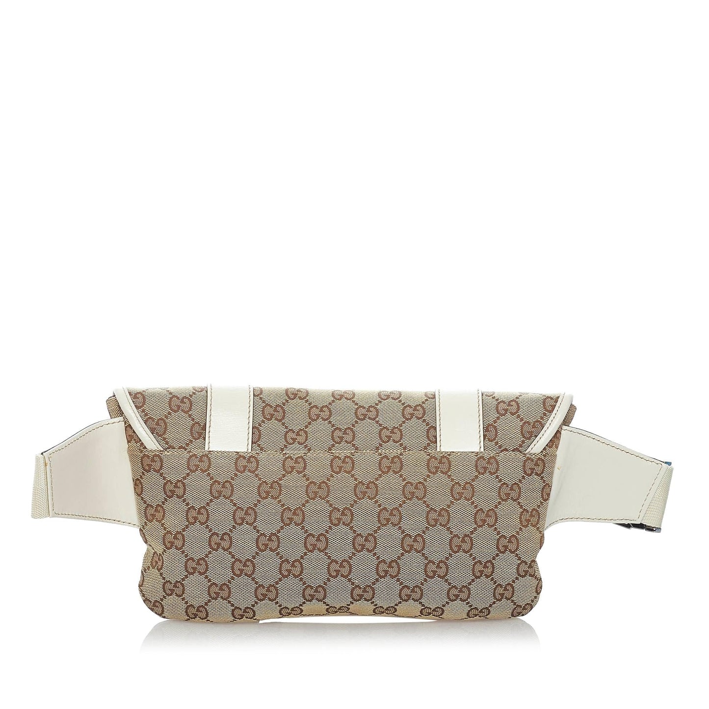 Gucci GG Belt SHG Canvas White Brown Accessory
