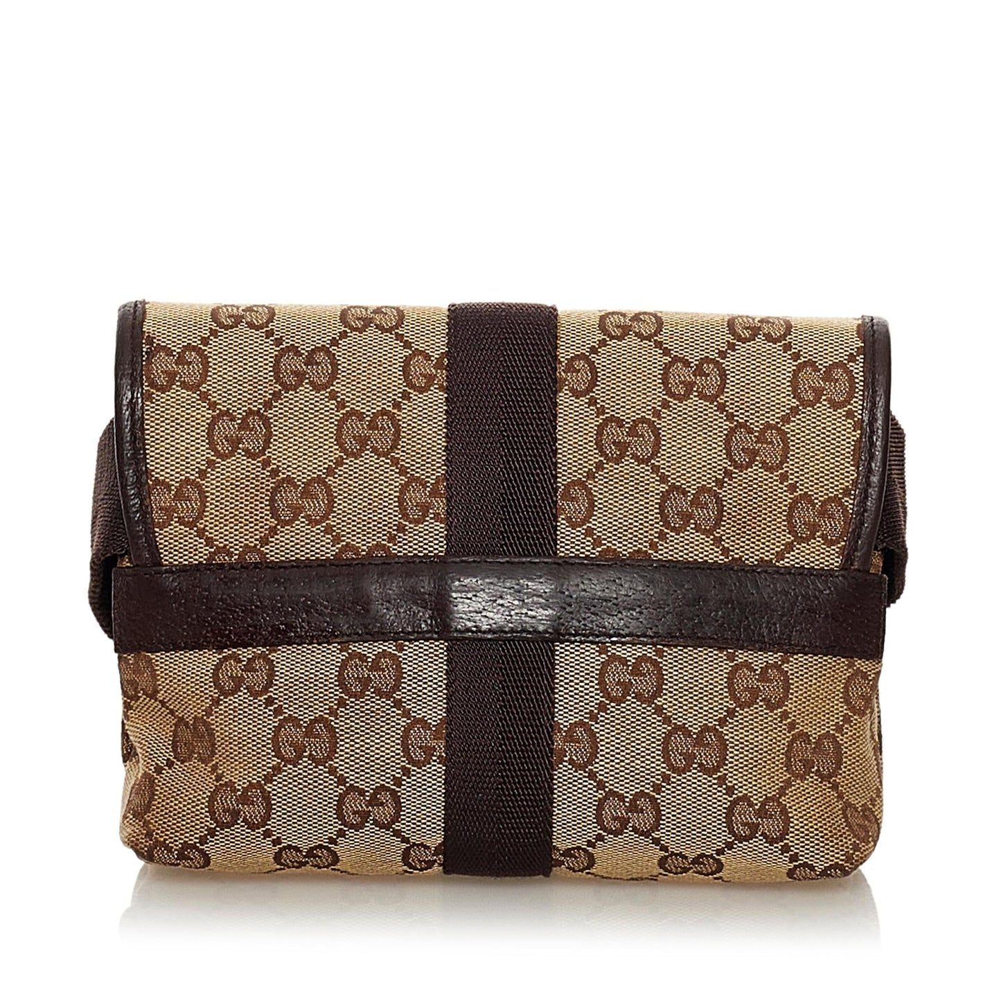 Gucci GG Belt SHG Canvas Calf Brown Accessory Bag Shg