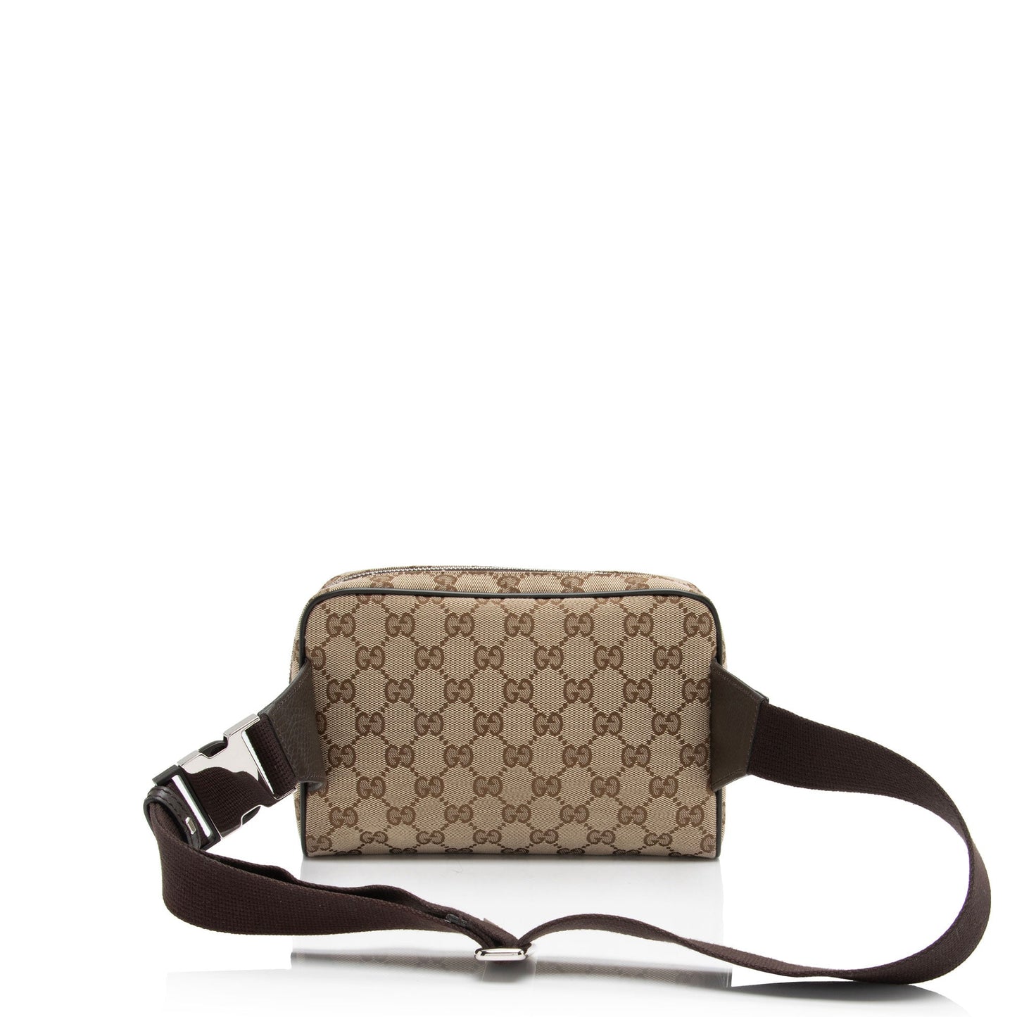 Gucci GG Belt Leather Canvas Nylon Brown Accessory Shf 1N1Kk6