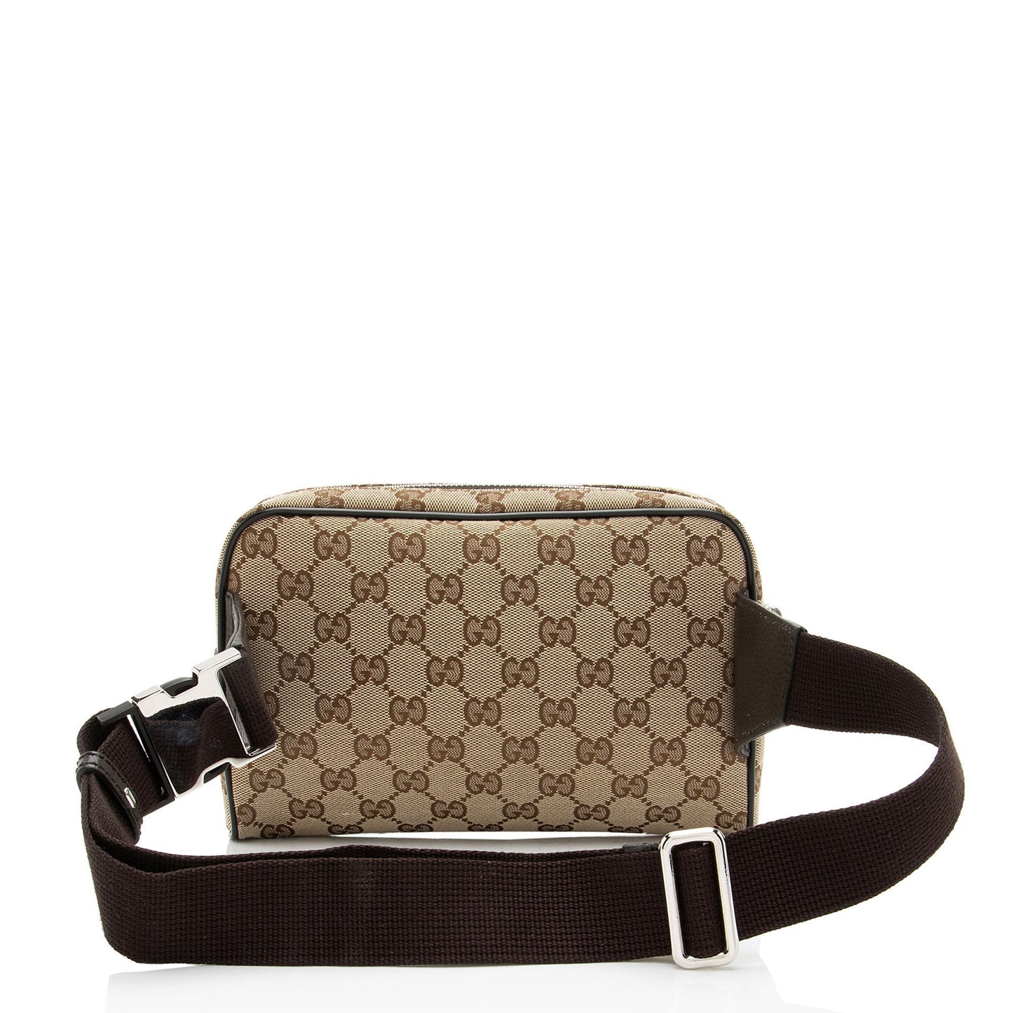 Gucci GG Belt Leather Canvas Nylon Brown Accessory